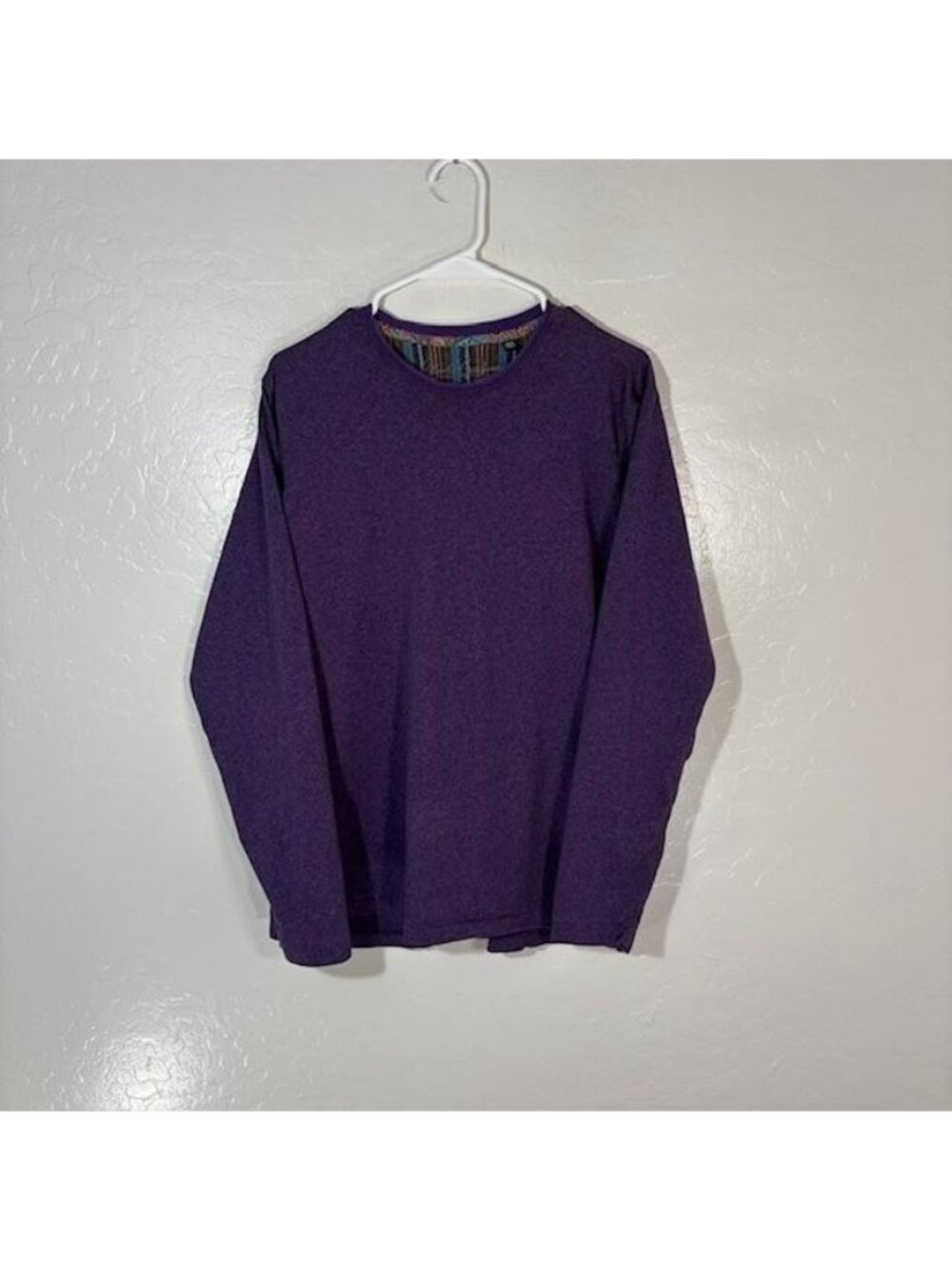 Robert Graham Sweater Mens Medium Purple Cotton Crewneck Knit Pullover Casual